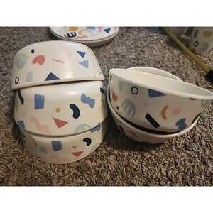 Lot of 5 Target Kids Bamboo Bowls, Abstract Shapes